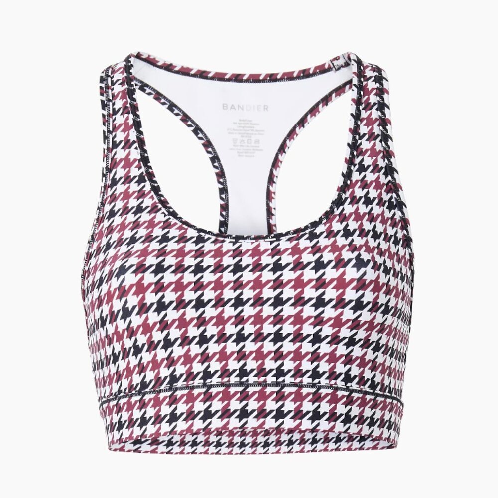 Bandier Center Stage Houndstooth Sports Bra (M) NWT